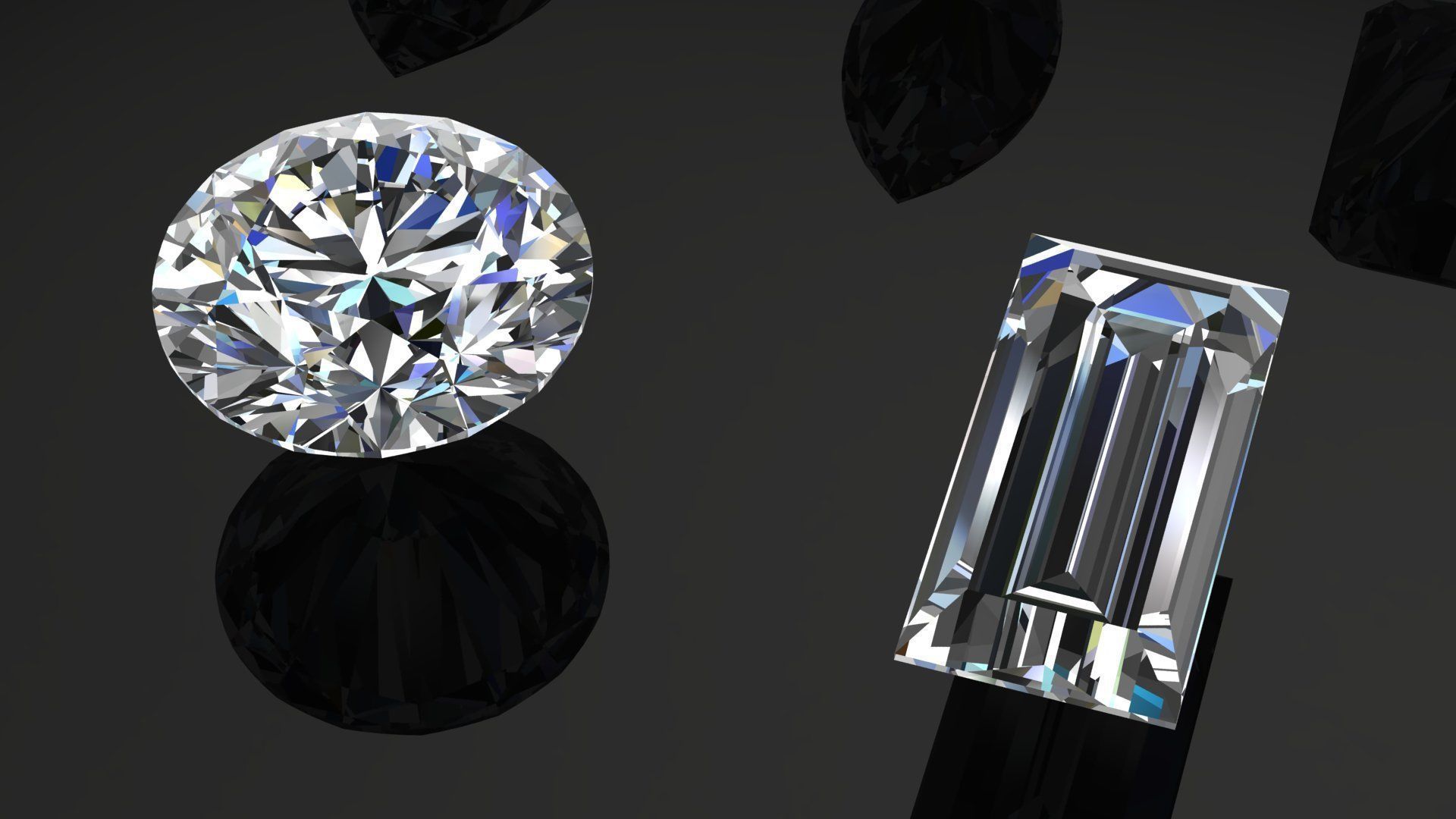 Diamond Gem Stones pack Low-poly 3D model_2