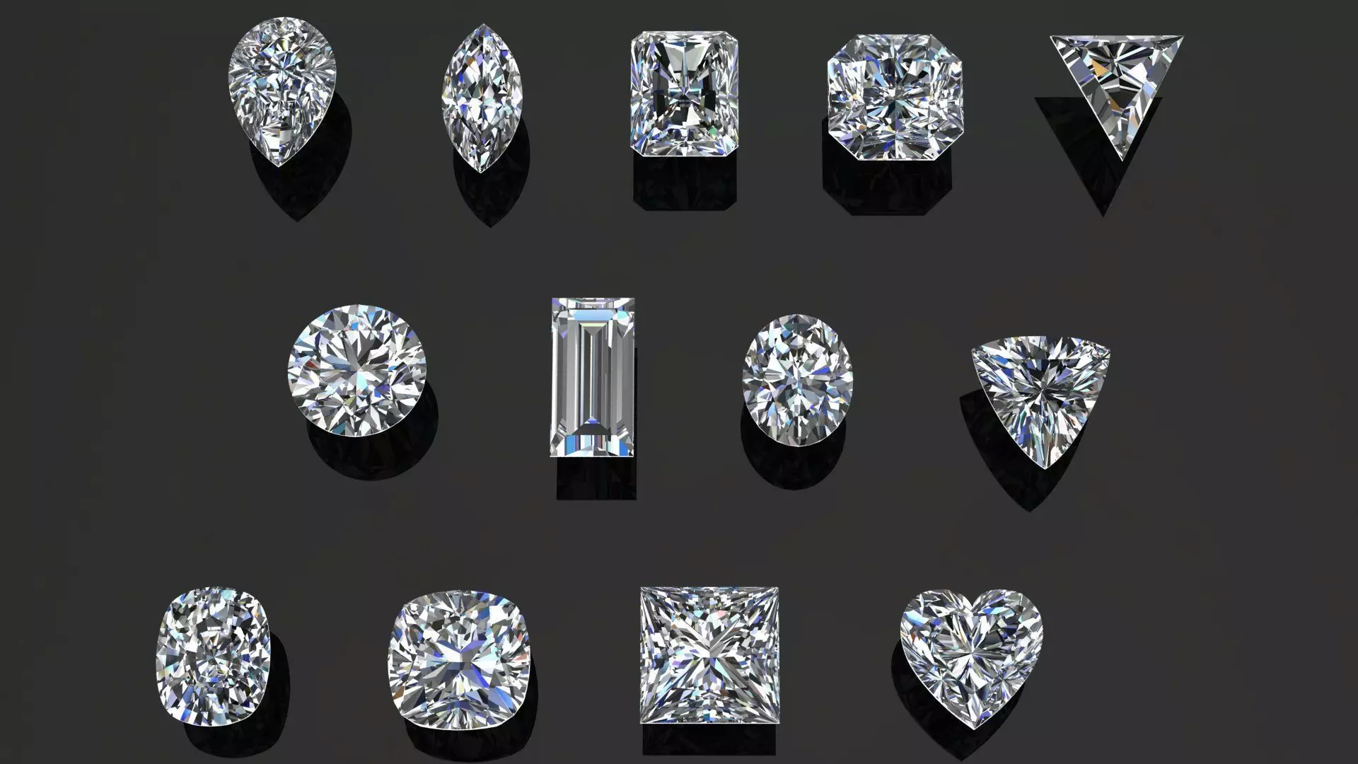 Diamond Gem Stones pack Low-poly 3D model_0