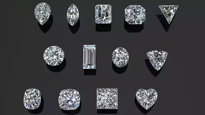 Diamond Gem Stones pack Low-poly 3D model
