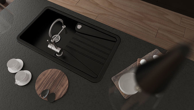 Anthracite Kitchen 3D model 5