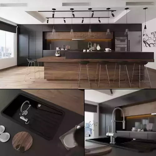 Anthracite Kitchen 3D model