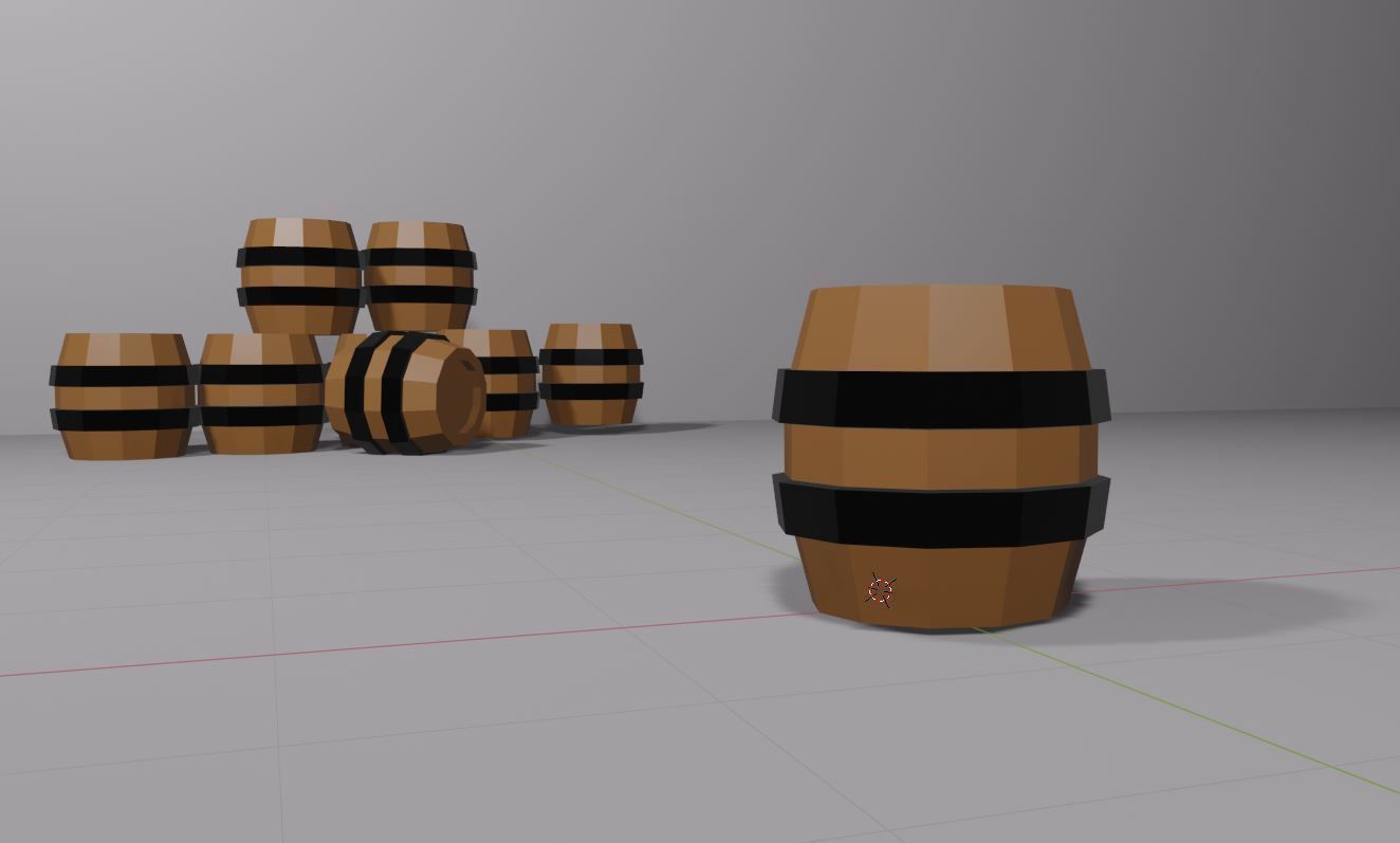 Simple LowPoly Barrel - Game Barrel Low-poly 3D model_4