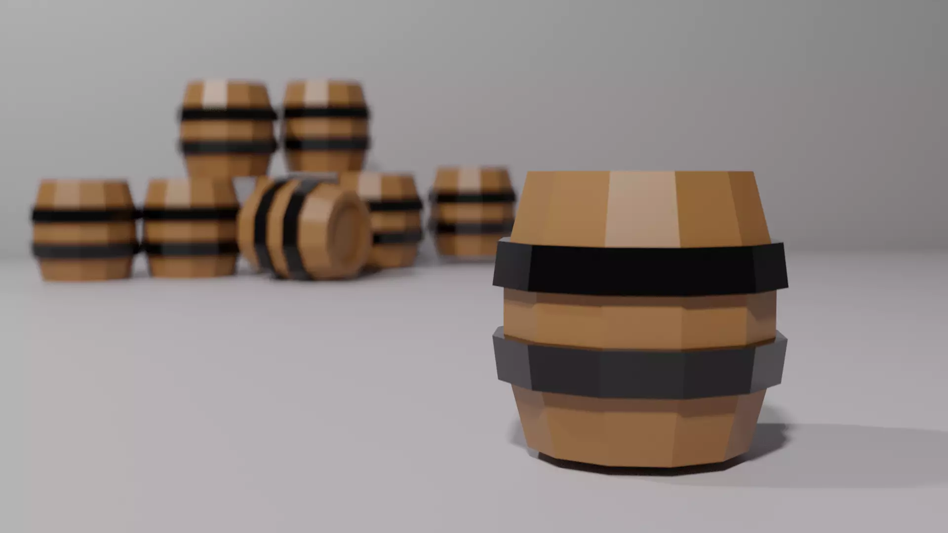 Simple LowPoly Barrel - Game Barrel Low-poly 3D model_0