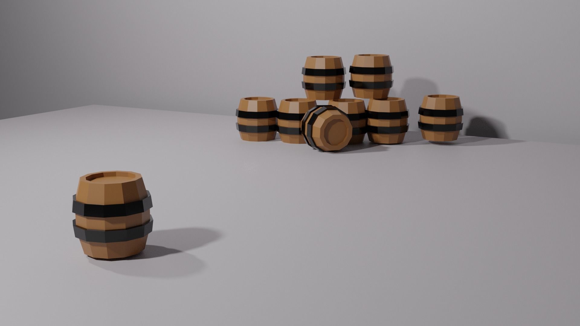 Simple LowPoly Barrel - Game Barrel Low-poly 3D model_1