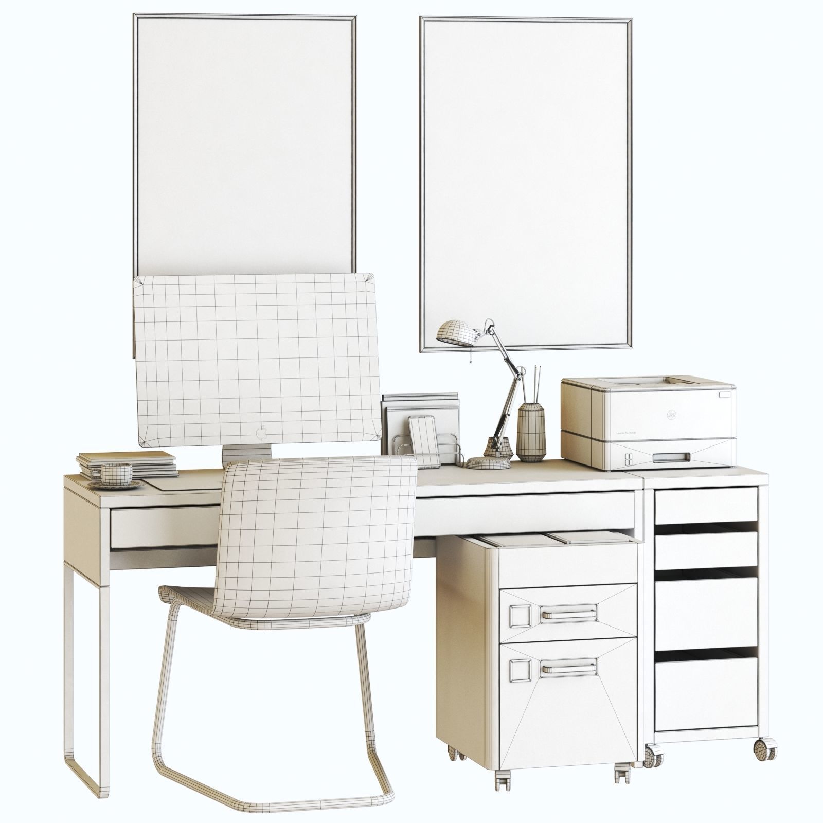 Workplace set with Tobias chair and Micke table 3D model_2