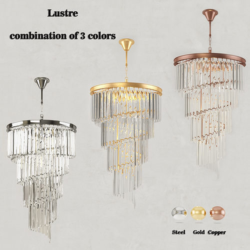 luster chandelier with crystals hanging from it 3D model