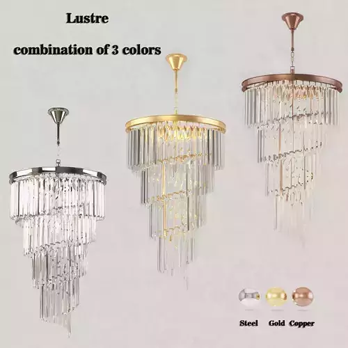 luster chandelier with crystals hanging from it 3D model