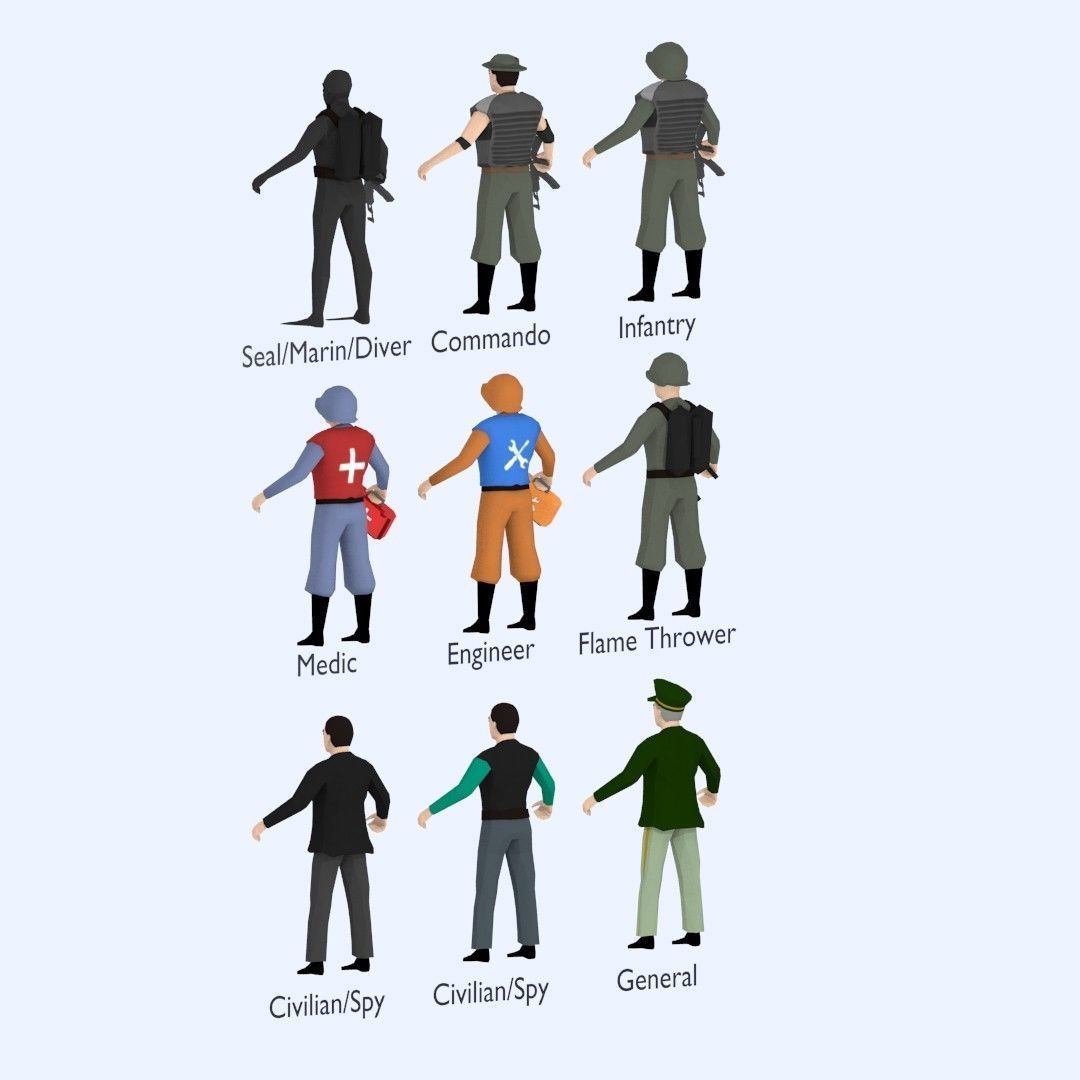 MILITARY CHARACTER PACK Low-poly 3D model_4