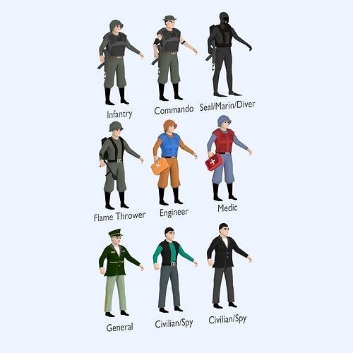 MILITARY CHARACTER PACK Low-poly 3D model