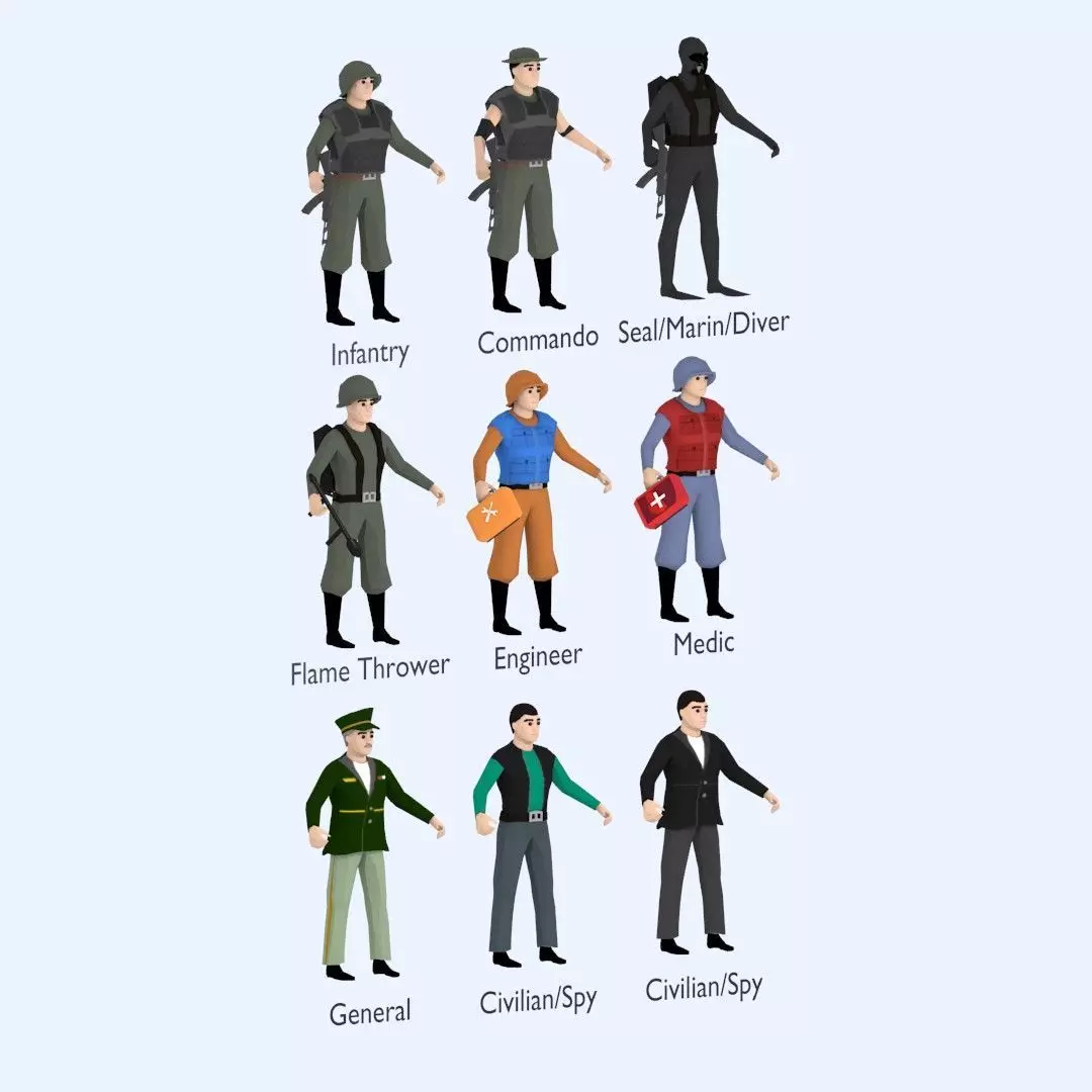 MILITARY CHARACTER PACK Low-poly 3D model_0