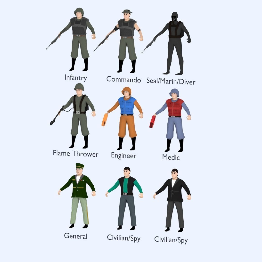 MILITARY CHARACTER PACK Low-poly 3D model_3