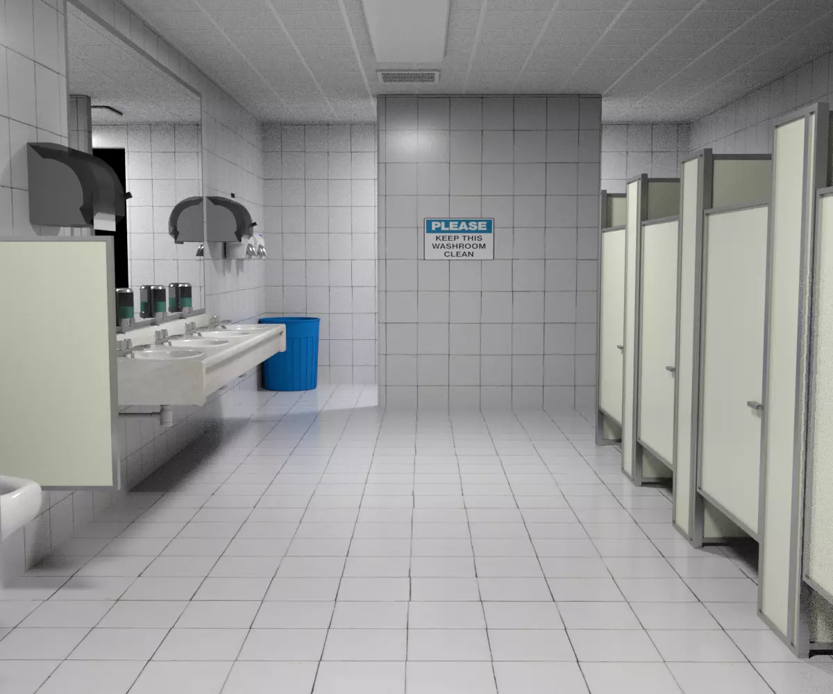 Classic Public Bathroom Low-poly 3D model_0