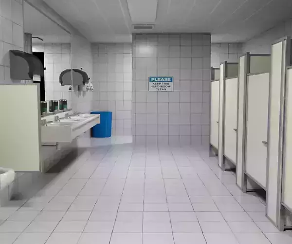 Classic Public Bathroom Low-poly 3D model