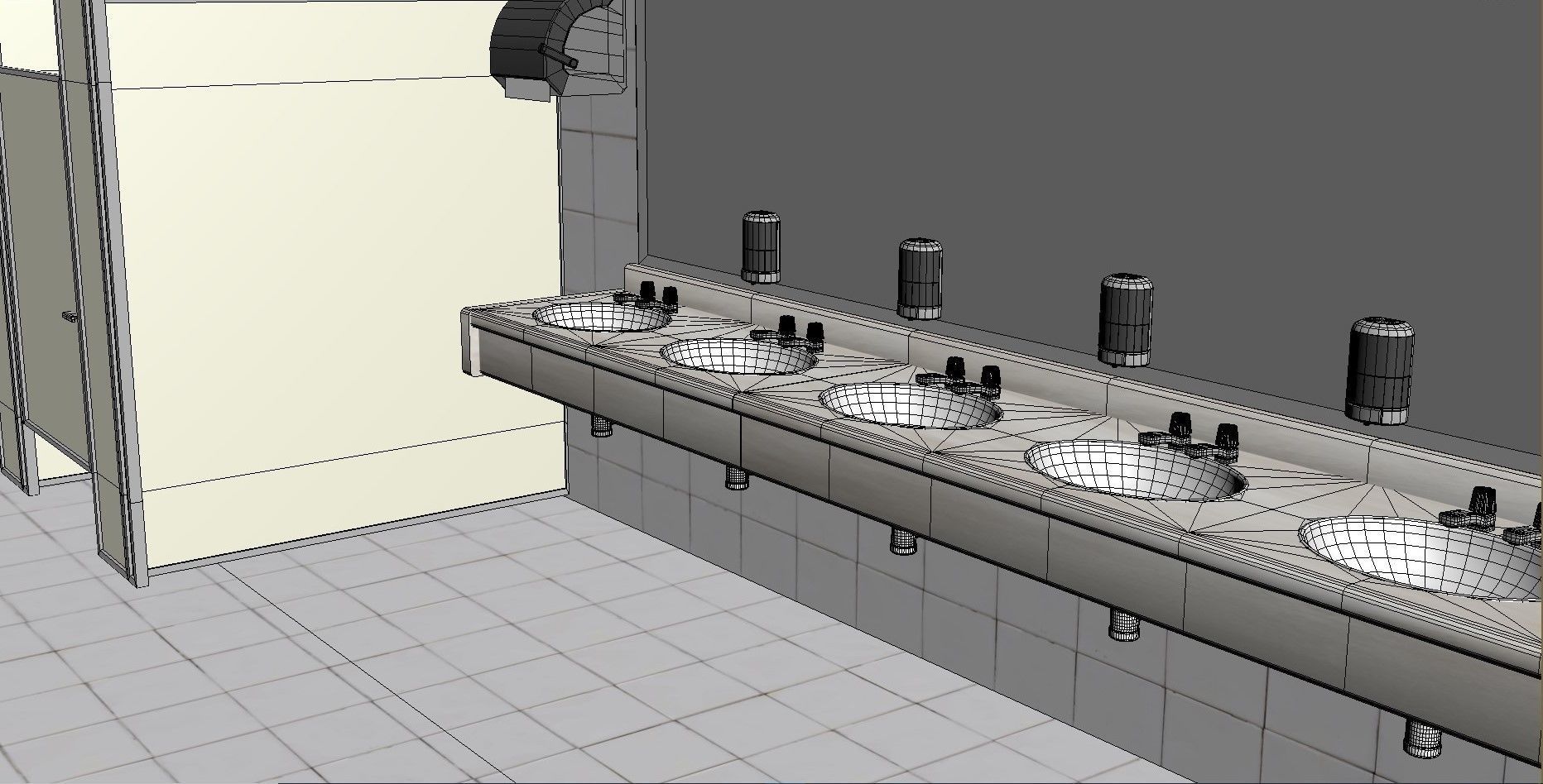 Classic Public Bathroom Low-poly 3D model_14