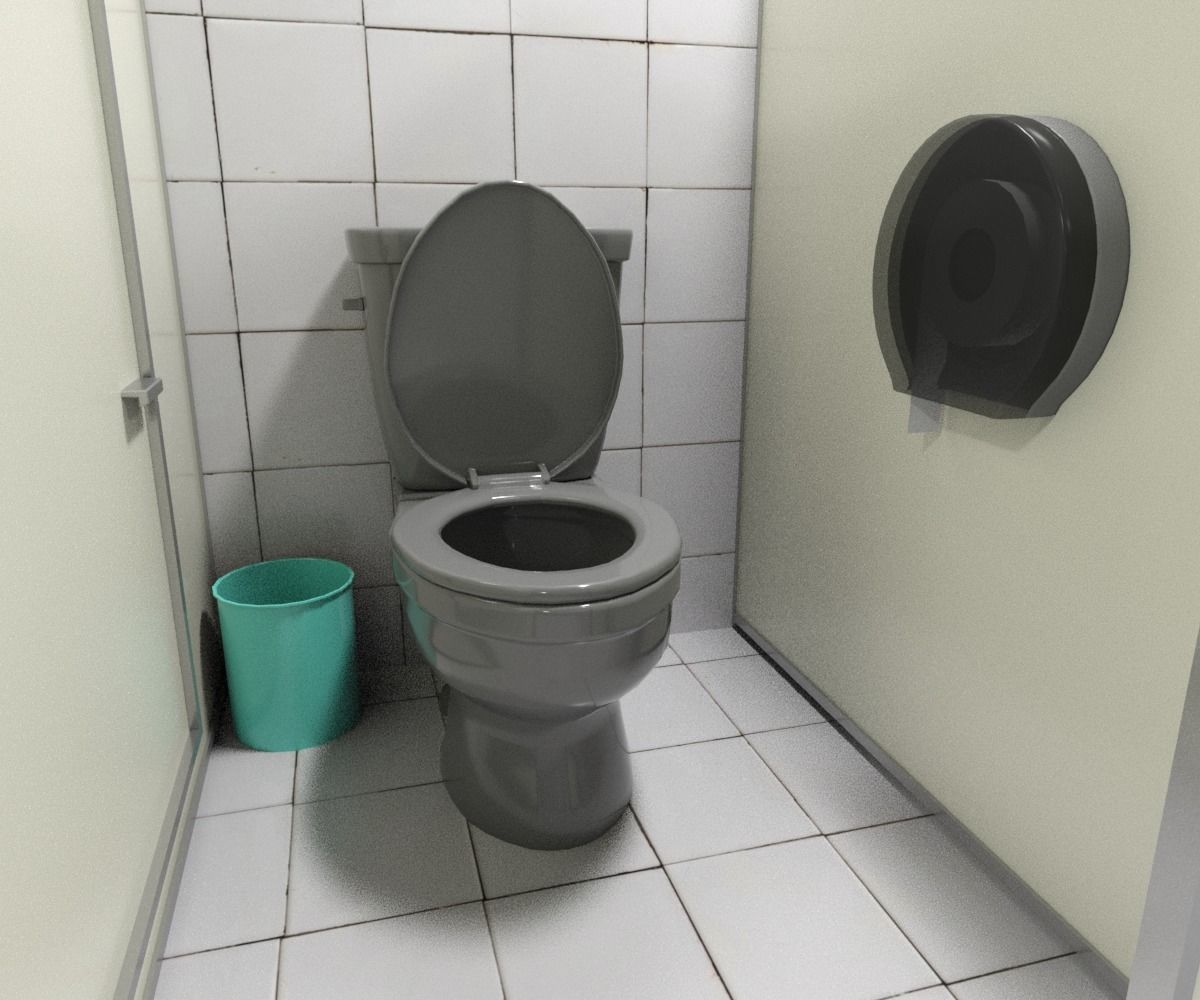 Classic Public Bathroom Low-poly 3D model_2