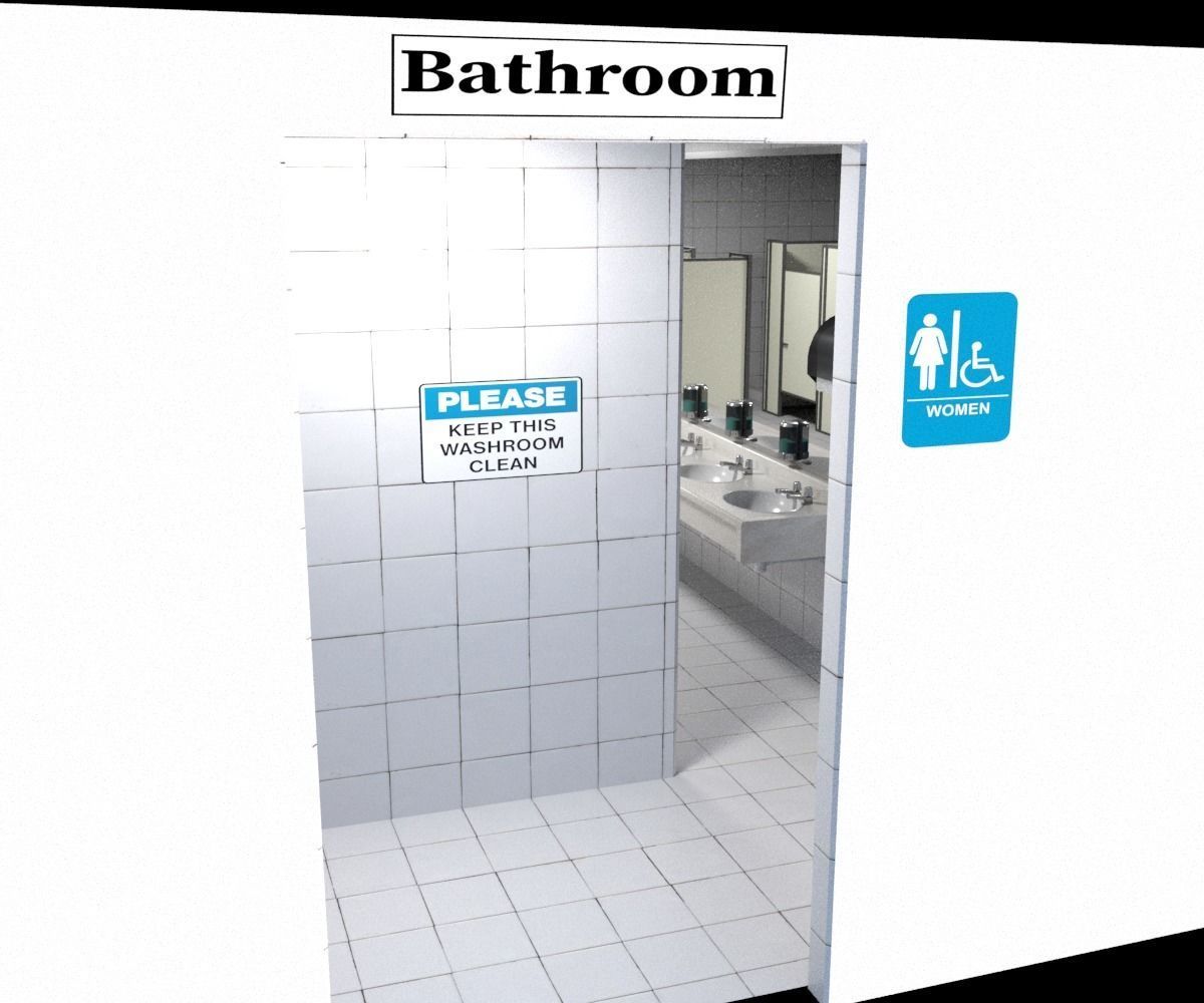 Classic Public Bathroom Low-poly 3D model_10