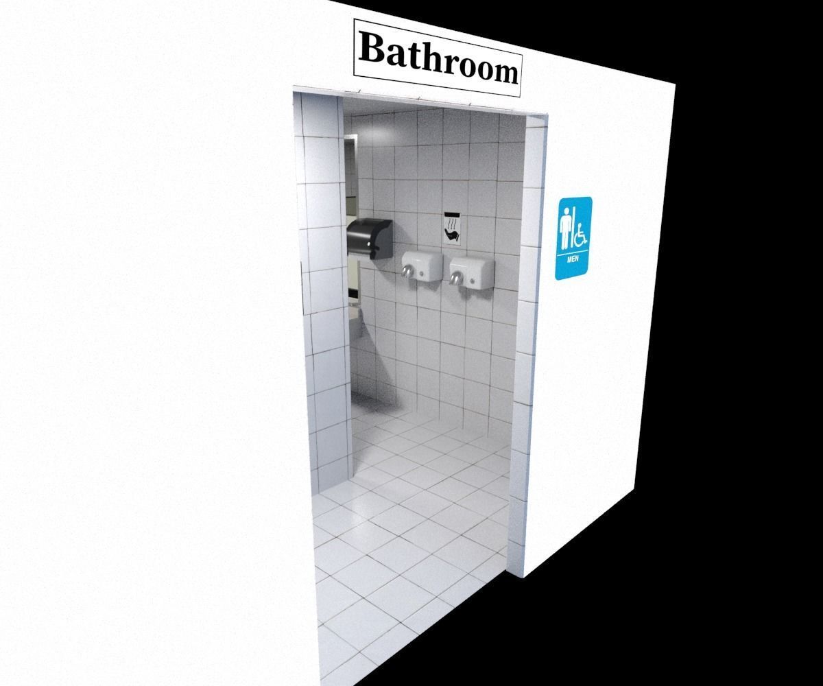 Classic Public Bathroom Low-poly 3D model_15