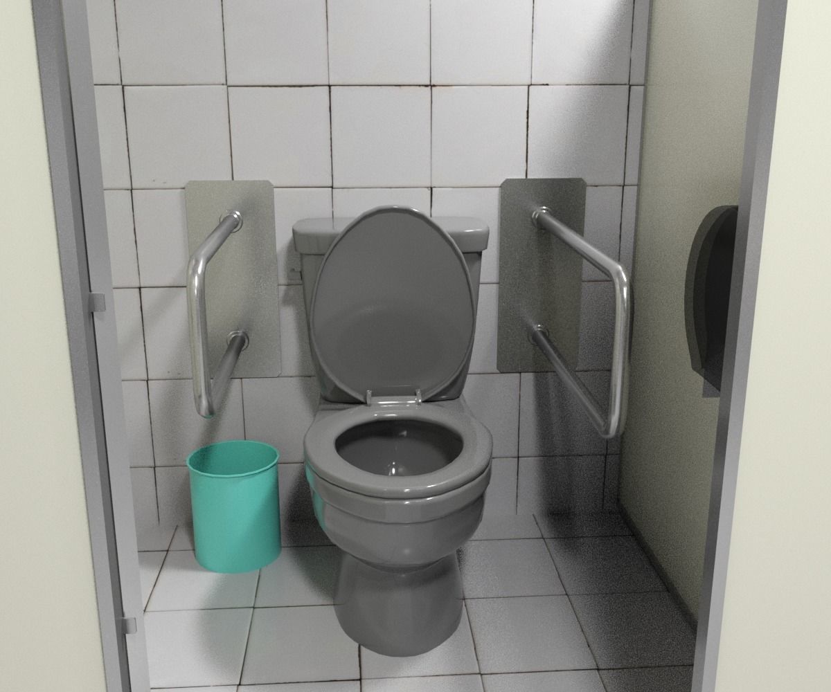 Classic Public Bathroom Low-poly 3D model_4