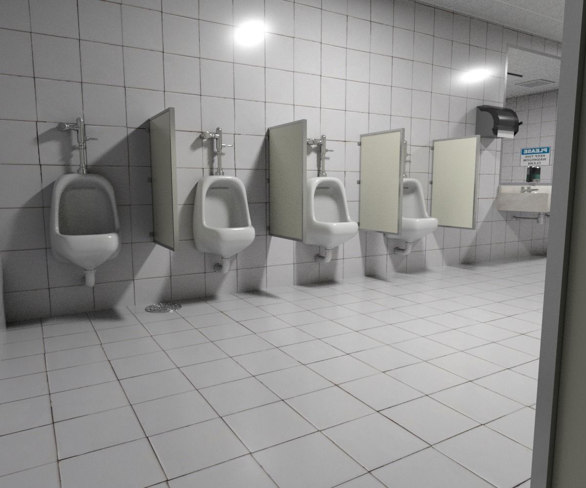 Classic Public Bathroom Low-poly 3D model_1