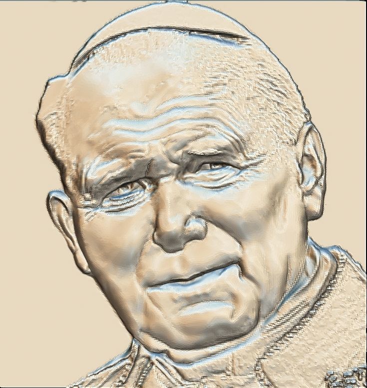 paolo 2 pope john paul 3D model relief 3D print model_1