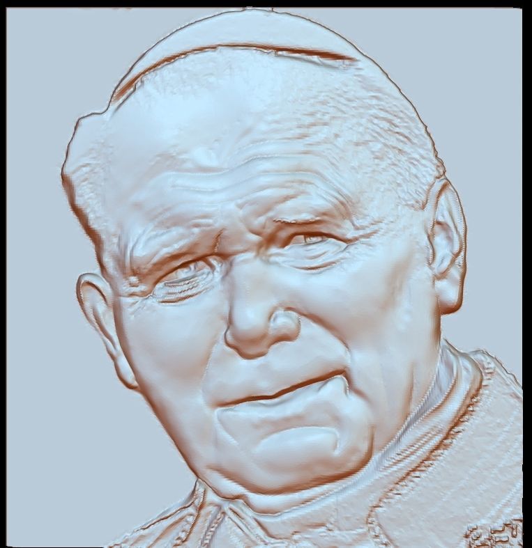 paolo 2 pope john paul 3D model relief 3D print model_4