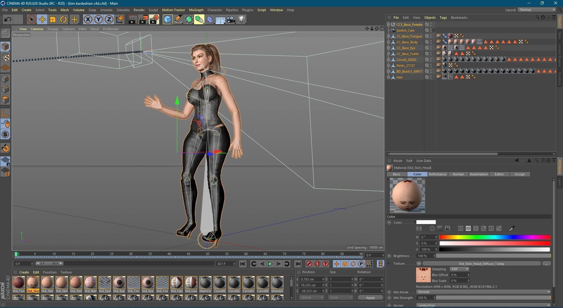 kim kardashian arabic Dancing 3D Character design  3D model 3D model_16