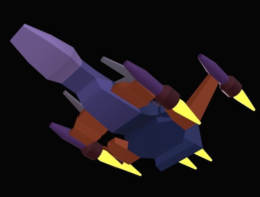 Spaceship low poly for 3d games Low-poly 3D model_2