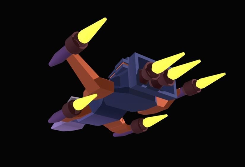 Spaceship low poly for 3d games Low-poly 3D model_4