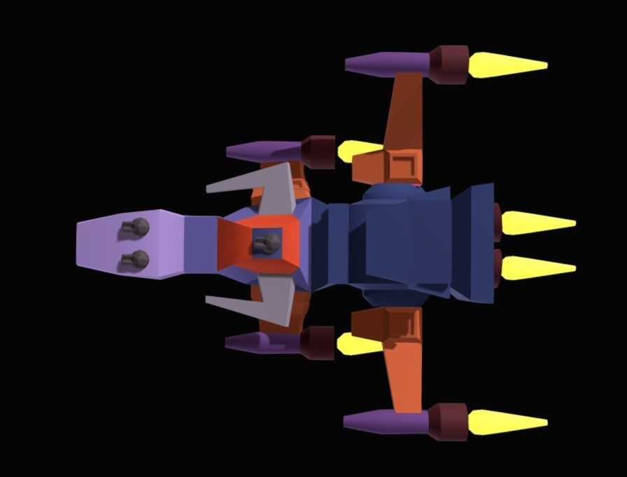 Spaceship low poly for 3d games Low-poly 3D model_3