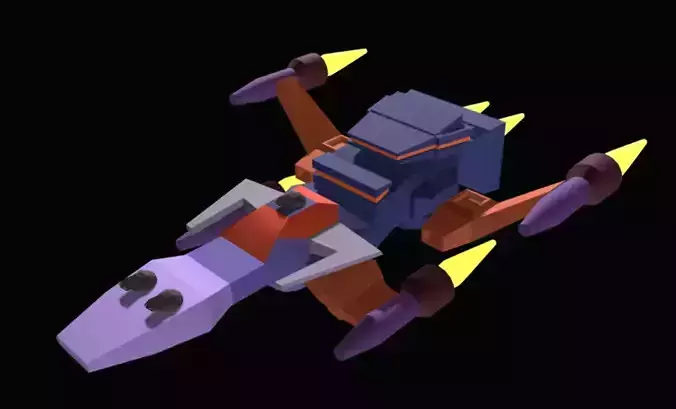 Spaceship low poly for 3d games