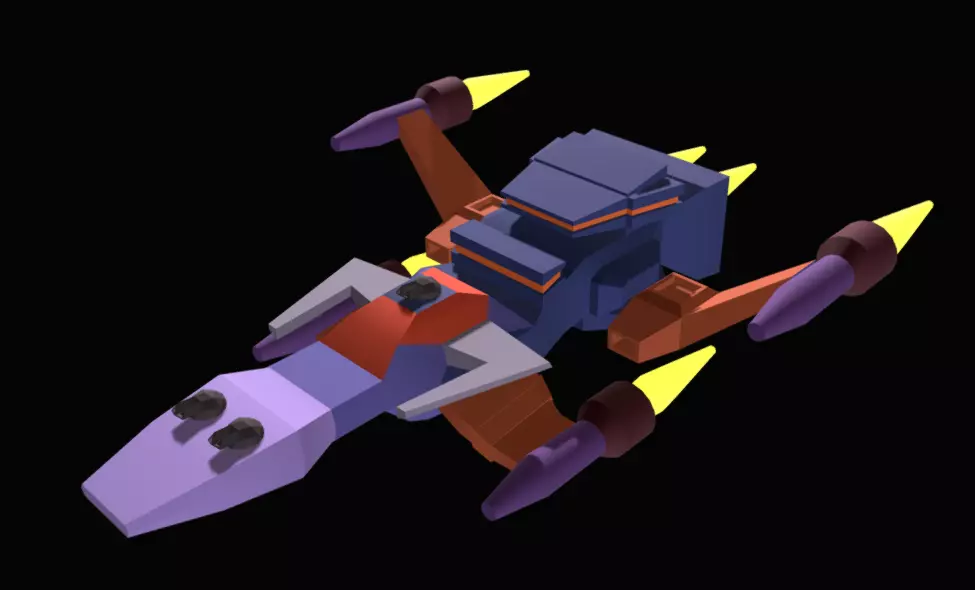 Spaceship low poly for 3d games Low-poly 3D model_0