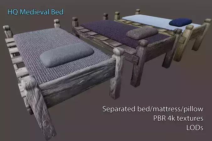 HQ PBR 4K Medieval bed