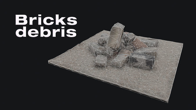 Low-poly-bricks fire pit with stones Low-poly 3D model