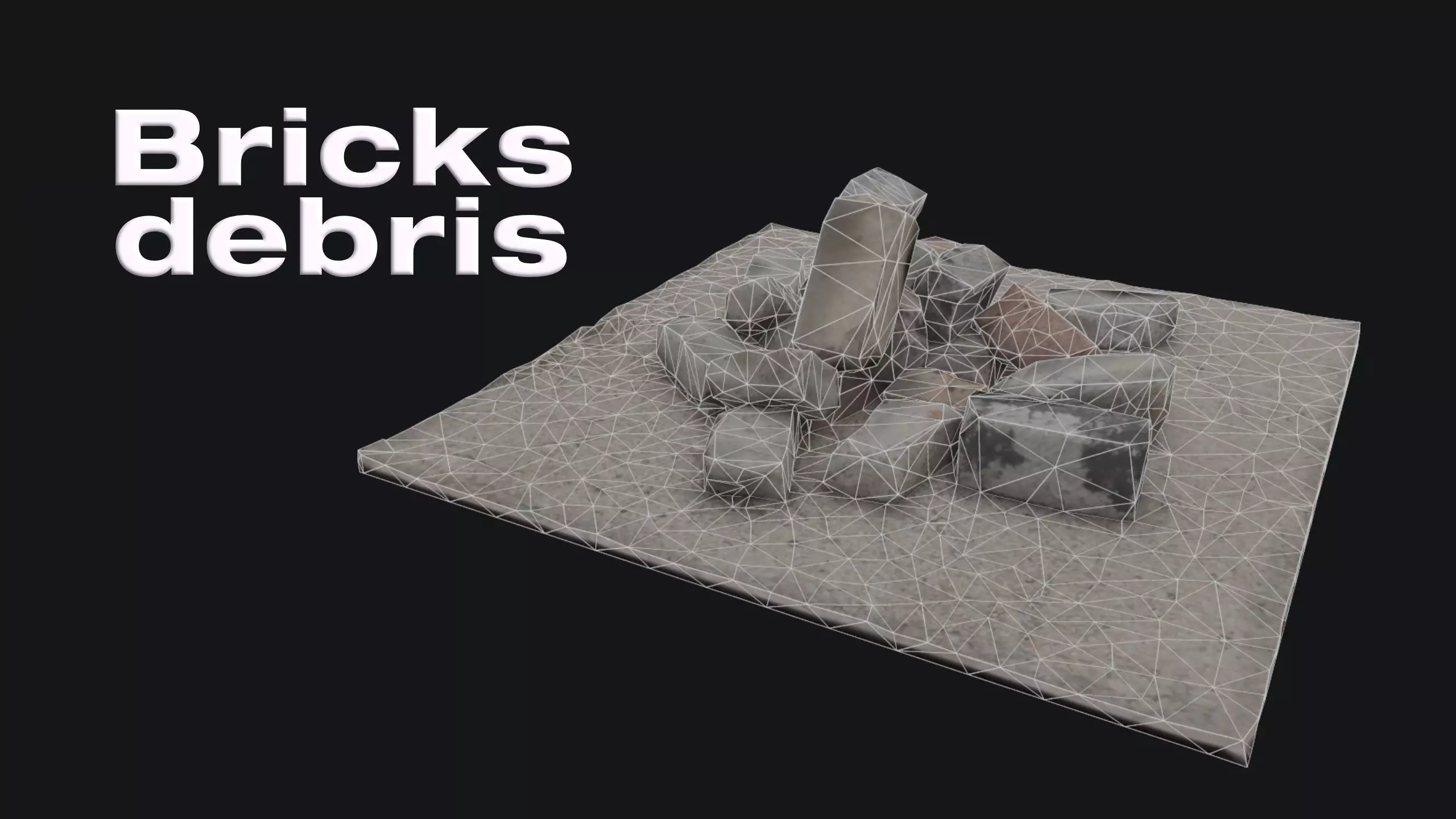 Low-poly-bricks fire pit with stones Low-poly 3D model_0