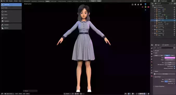 Amy Girl Stylized Character No 7 for Blender Cycles and Eevee 3D model