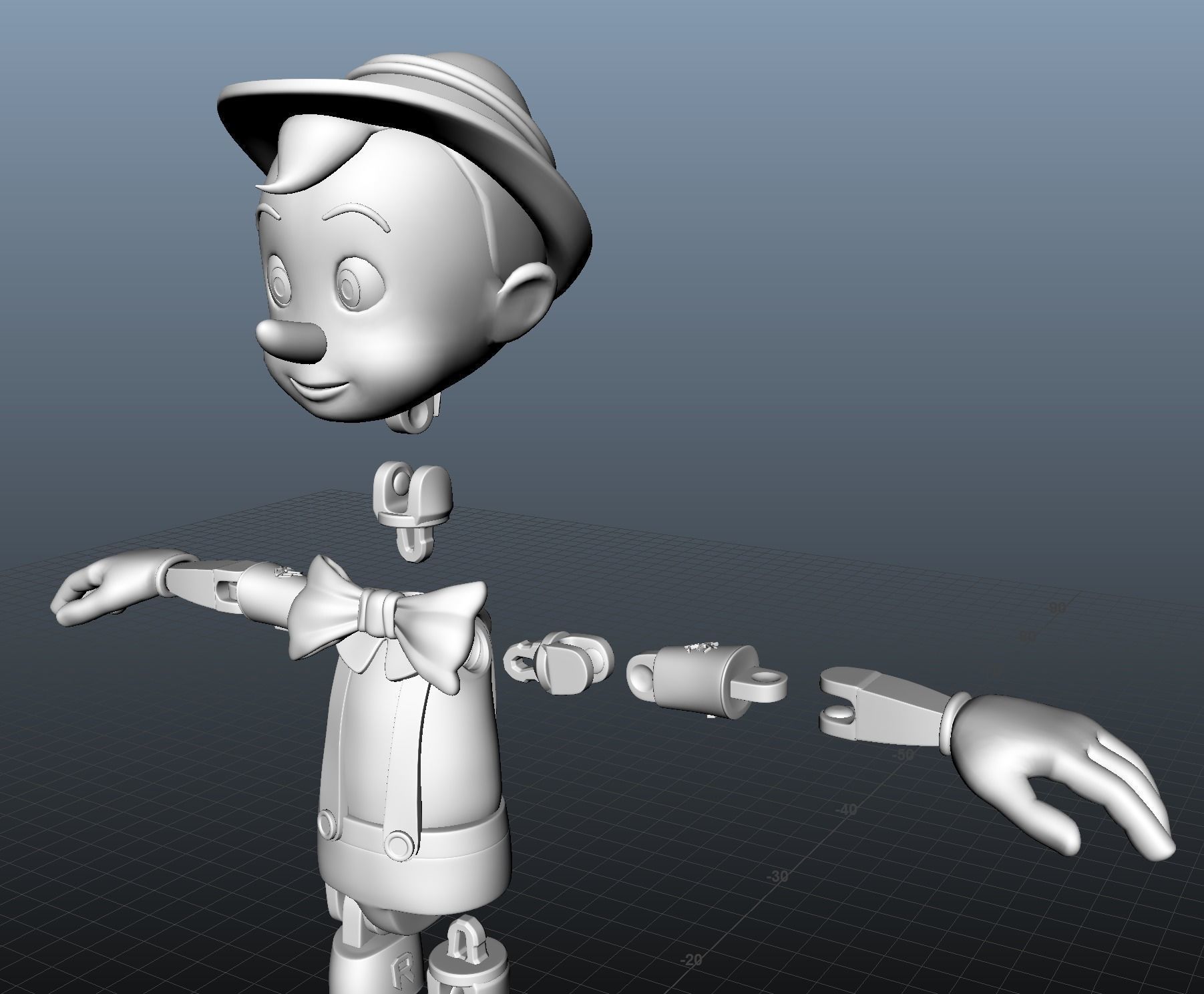 Pinocchio Articulated 3D print model_1