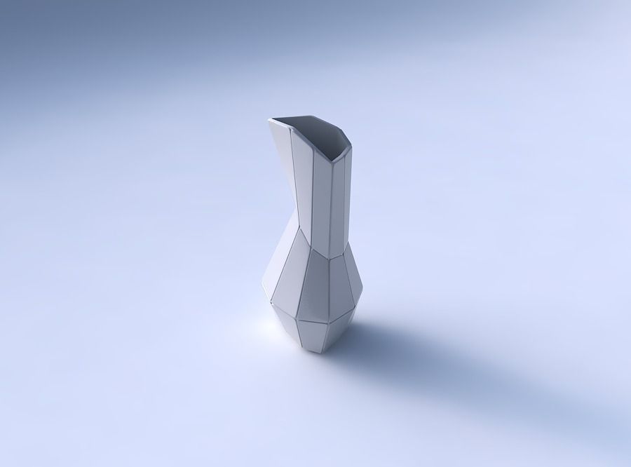 Vase puffy bent triangle with huge plates 3D print model_3