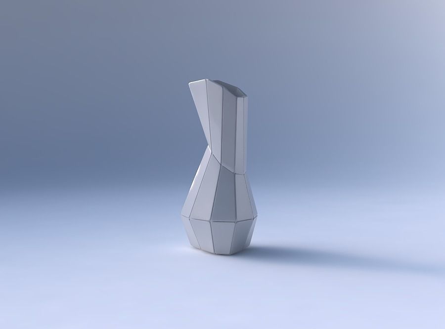 Vase puffy bent triangle with huge plates 3D print model_4