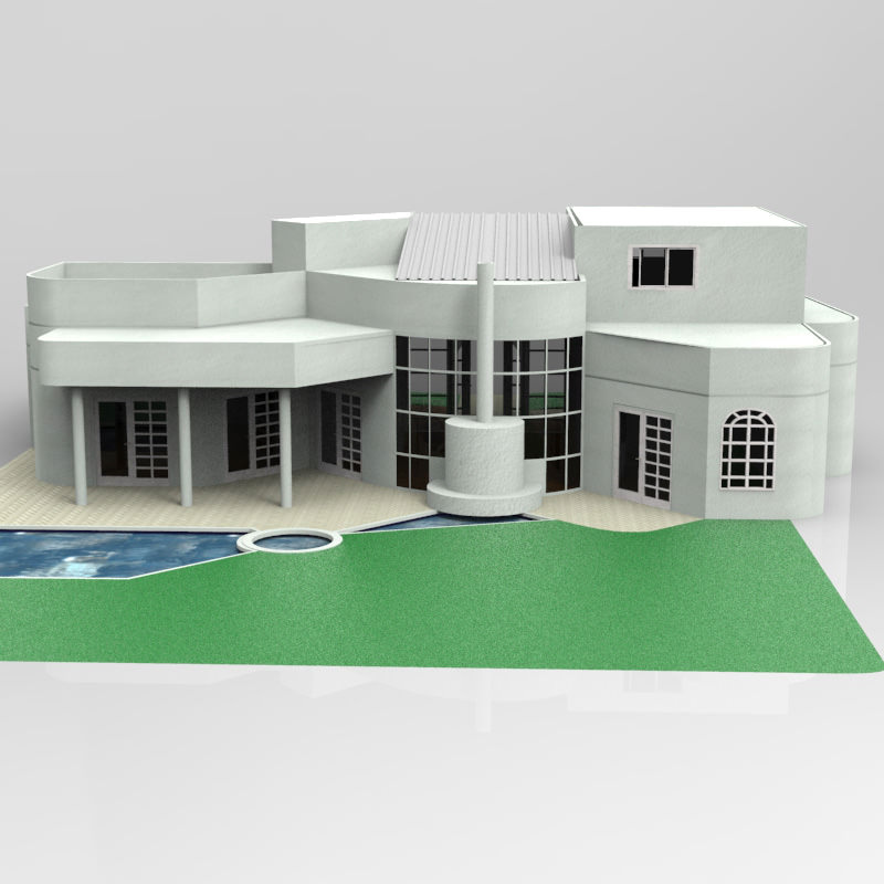 One and Half Story Home 3D model_1