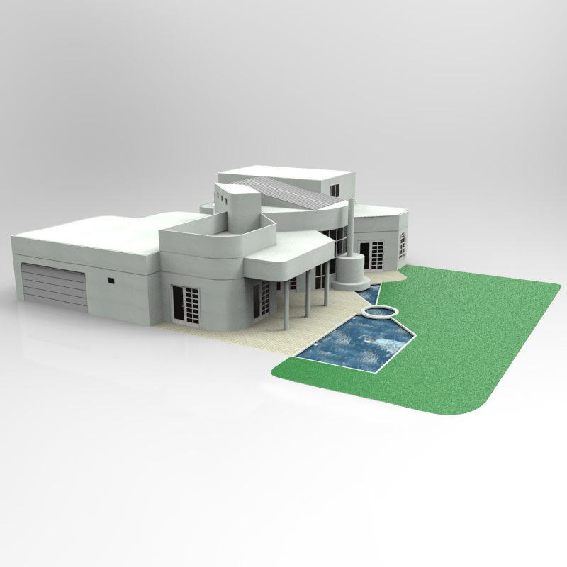 One and Half Story Home 3D model_2