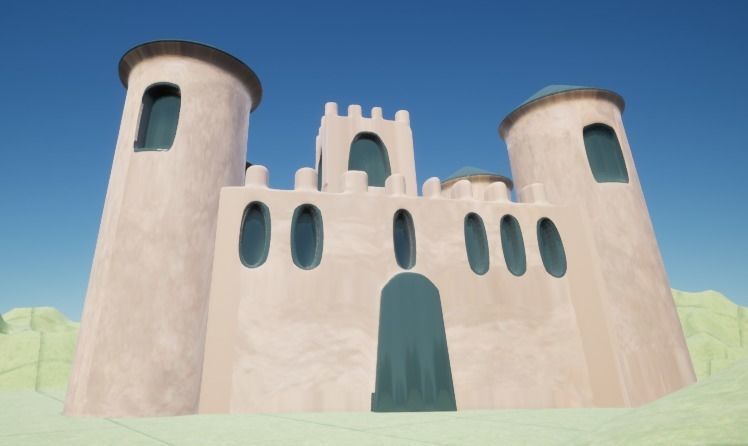 Basic Pink Fantasy Castle Low-poly 3D model_7
