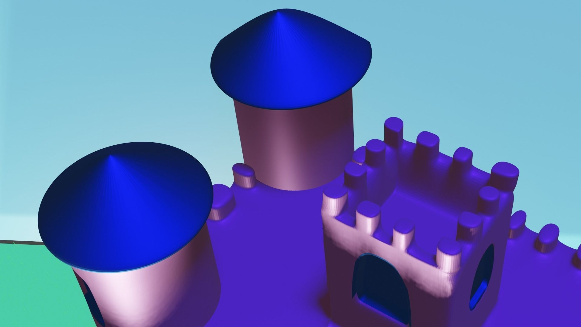 Basic Pink Fantasy Castle Low-poly 3D model_3