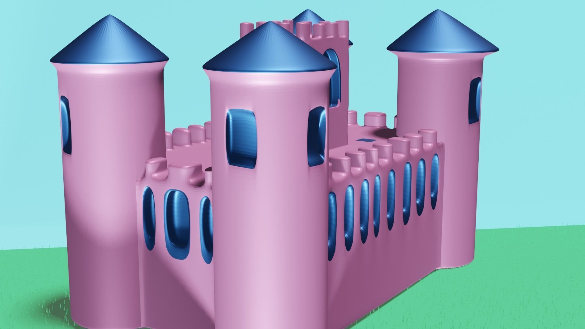 Basic Pink Fantasy Castle Low-poly 3D model_1