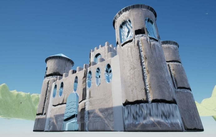 Basic Pink Fantasy Castle Low-poly 3D model_5