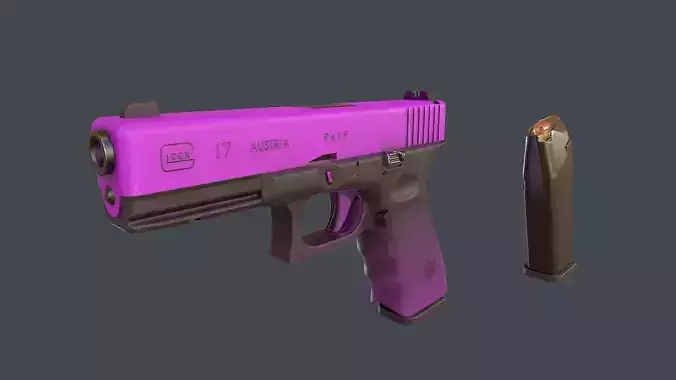 Purple Glock 17 with magazine Low-poly 3D model