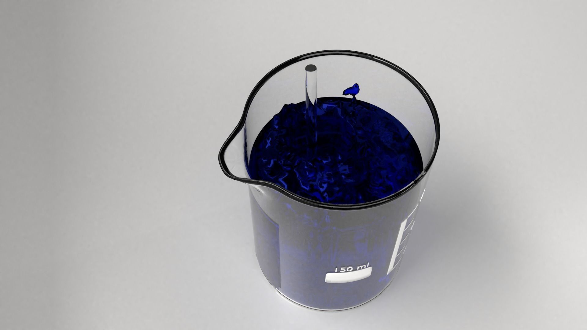 150 ml Glass Beaker with Liquid and Rod 3D model_3