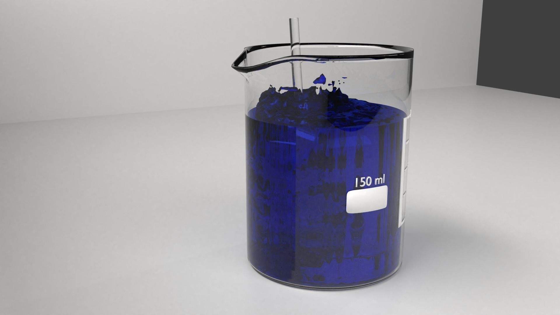 150 ml Glass Beaker with Liquid and Rod 3D model_2