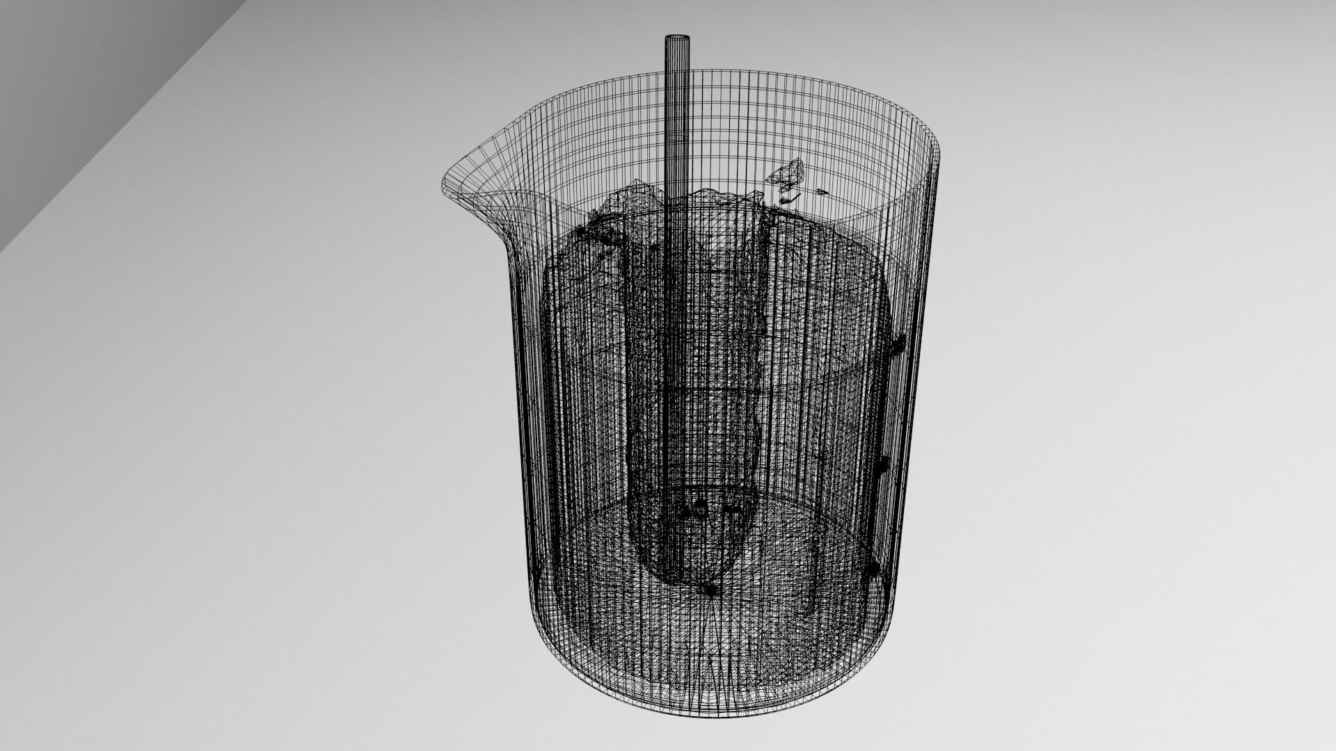 150 ml Glass Beaker with Liquid and Rod 3D model_5