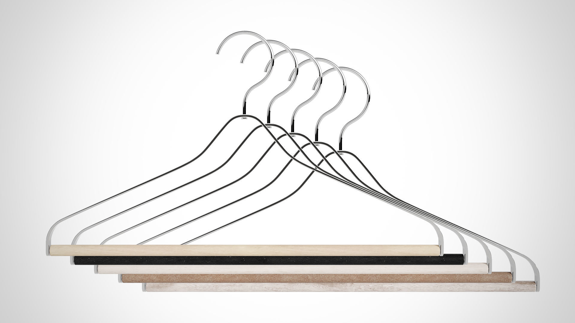 Set of 10 Realistic Wood Hanger for Dressing Shops 3D model_17