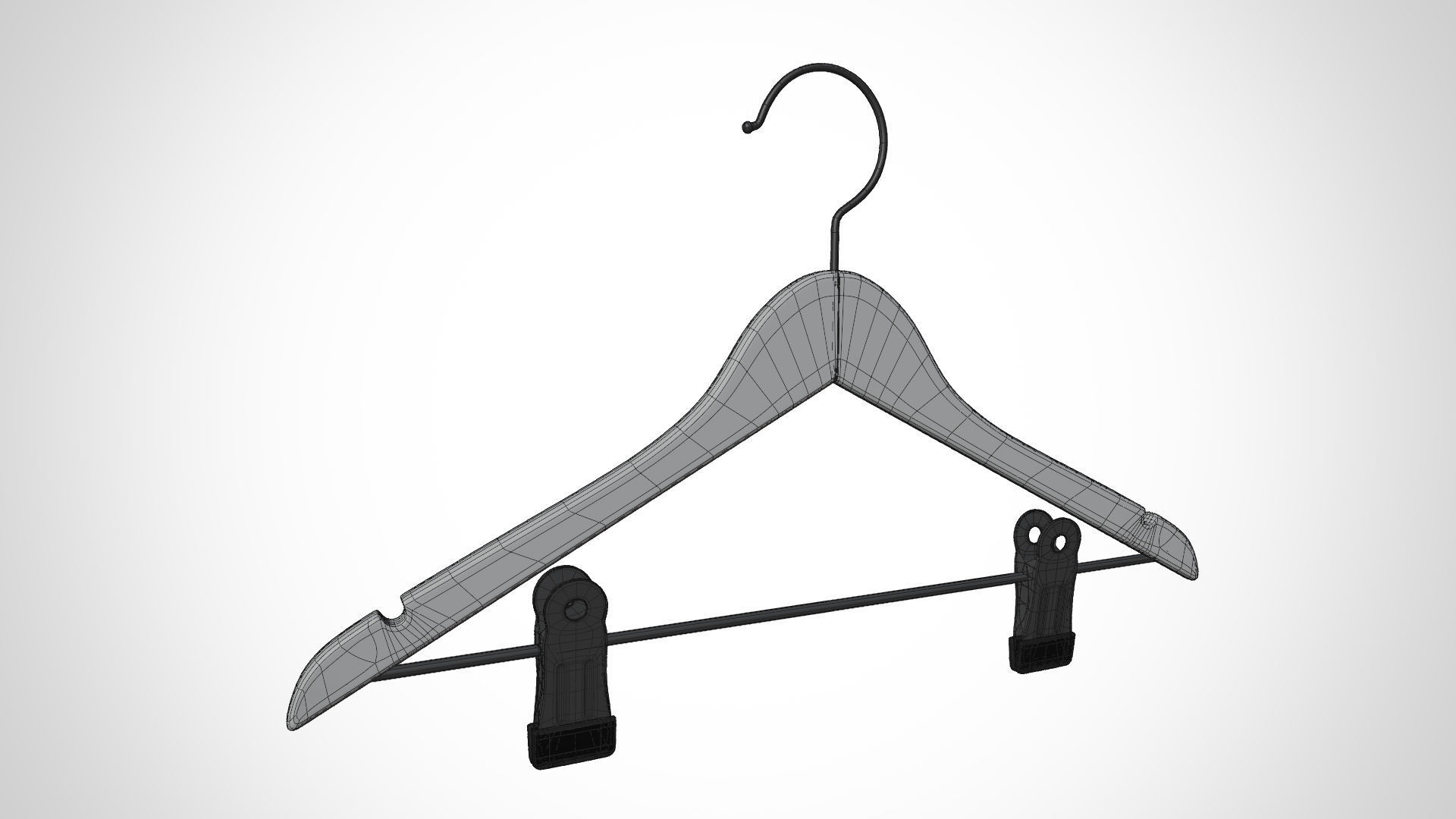 Set of 10 Realistic Wood Hanger for Dressing Shops 3D model_12